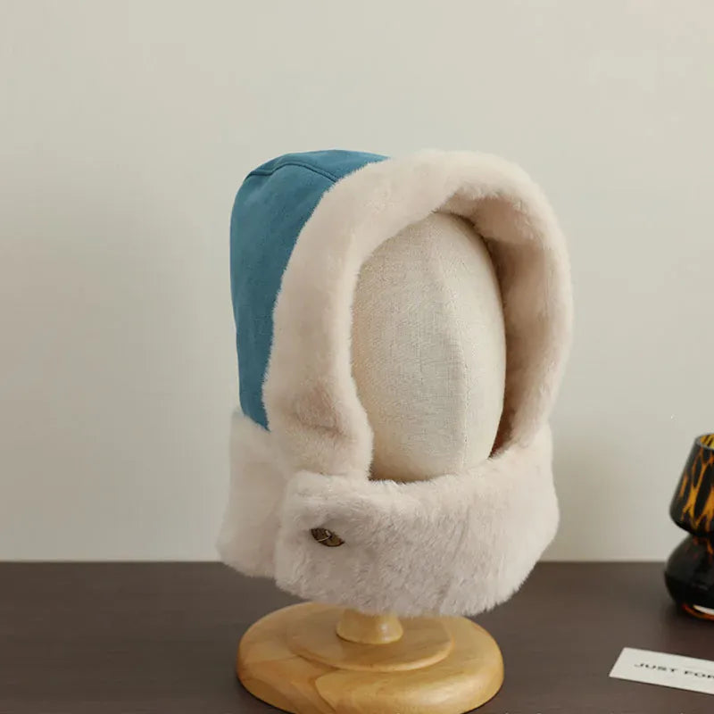 ベビー用帽子 Blue / One Size キッズ帽子 フェイクムートンマフラードッキングフードキャップ【mh0007909】