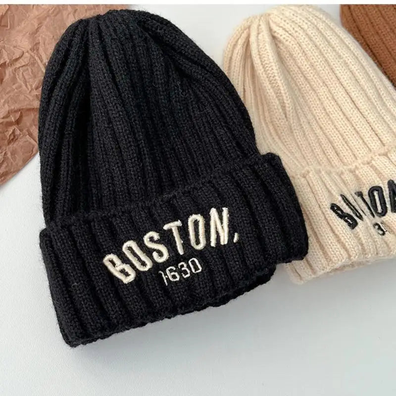 ベビー用帽子 キッズ帽子 ニットキャップ ニット帽 ワッチキャップ BOSTON レターロゴ刺繍【mh0006403】