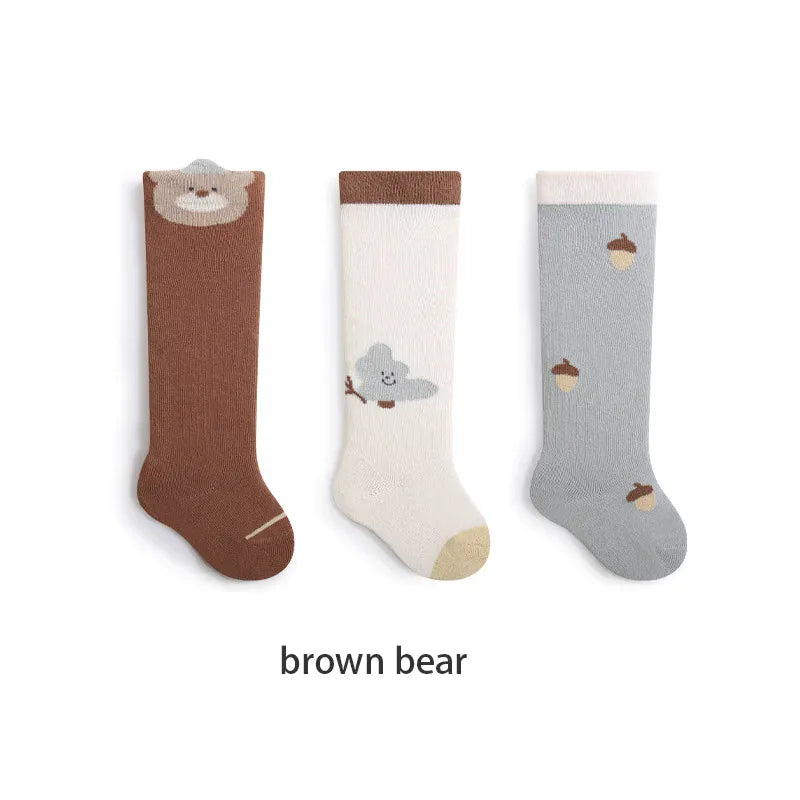 ベビー用靴下・タイツ brown / 0-6mXS ベビーソックス 靴下 3足セット ハイソックス
