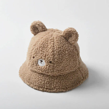 ベビー用帽子 brown / 46cm ベビー キッズ くま ベア うさぎ フリース キャップ 帽子 バケットハット