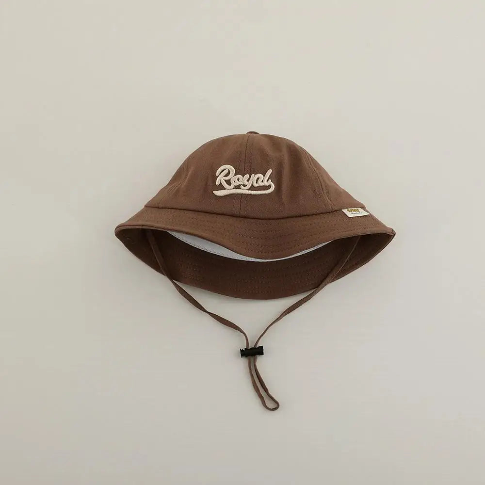 ベビー用帽子 Brown / 48-50cm キッズ帽子 バケットハット フィッシャーマンハット レターロゴ刺繍【mh0005081】