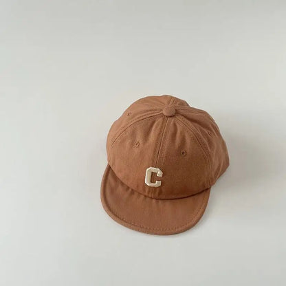 ベビー用帽子 brown  C / 44-48cm ベビーキッズ帽子 キャップ 野球帽 ソフトブリム レターロゴワッペン サマーキャップ【mh0006328】