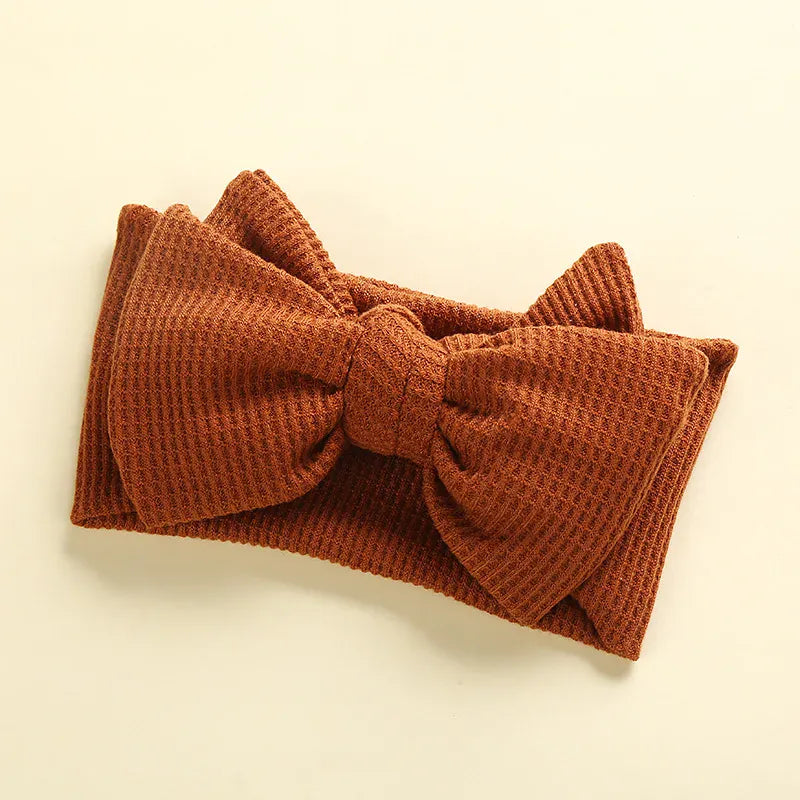 ヘアアクセサリー brown ベビーアクセサリー リボンヘアバンド ヘッドバンド ワッフル【mh0006256】