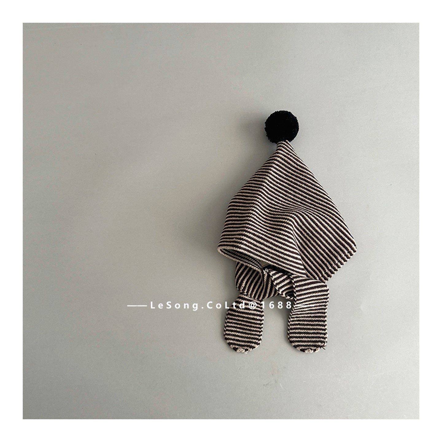 ベビー用帽子 Brown / One Size キッズ帽子 ボーダー マフラードッキング ピクシーハット【mh0011804】