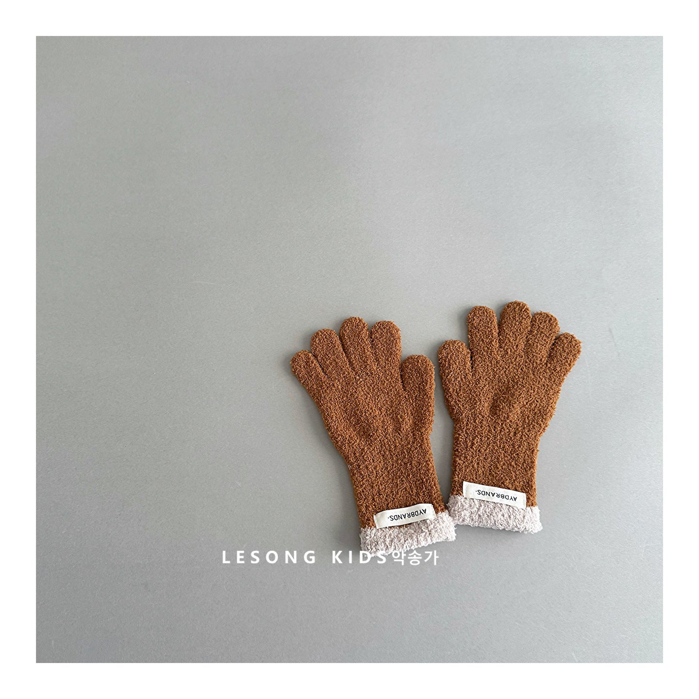 ベビーキッズその他アクセサリー Brown / One Size キッズ手袋 ミトン バイカラー ニット グローブ【mh0011820】