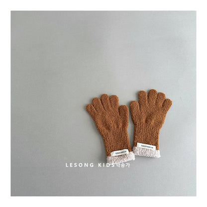 ベビーキッズその他アクセサリー Brown / One Size キッズ手袋 ミトン バイカラー ニット グローブ【mh0011820】