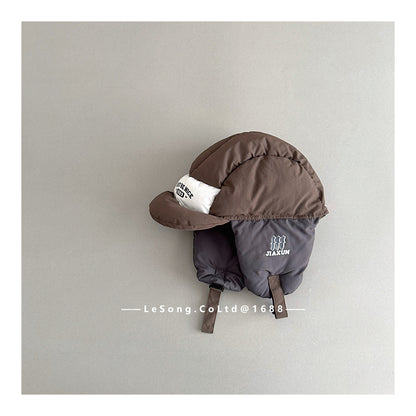 ベビー用帽子 Brown / One Size キッズ帽子 耳当て付き 中綿 防寒 スキー帽 フライトハット【mh0011824】