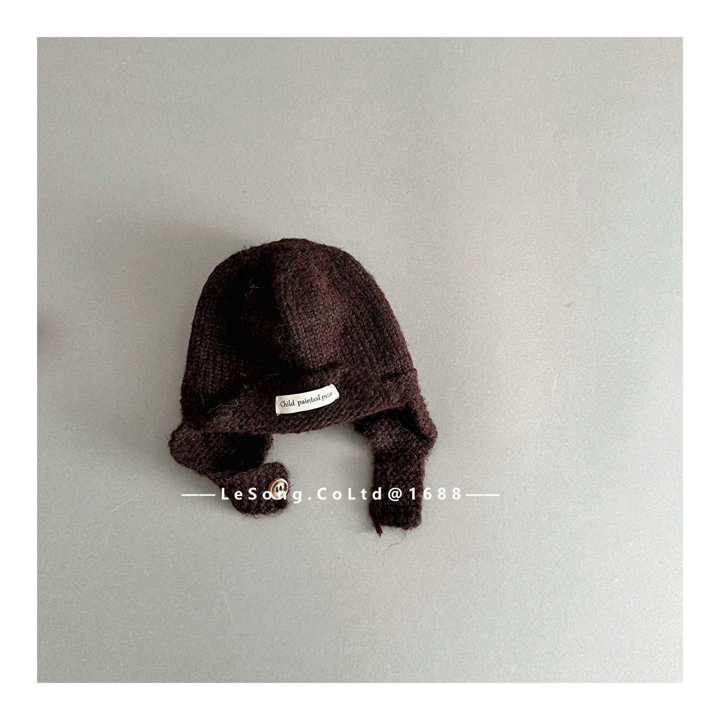 ベビー用帽子 Brown / One Size ベビー帽子 ニット ブリム 耳当て付き シンプル ニットキャップ【mh0011830】