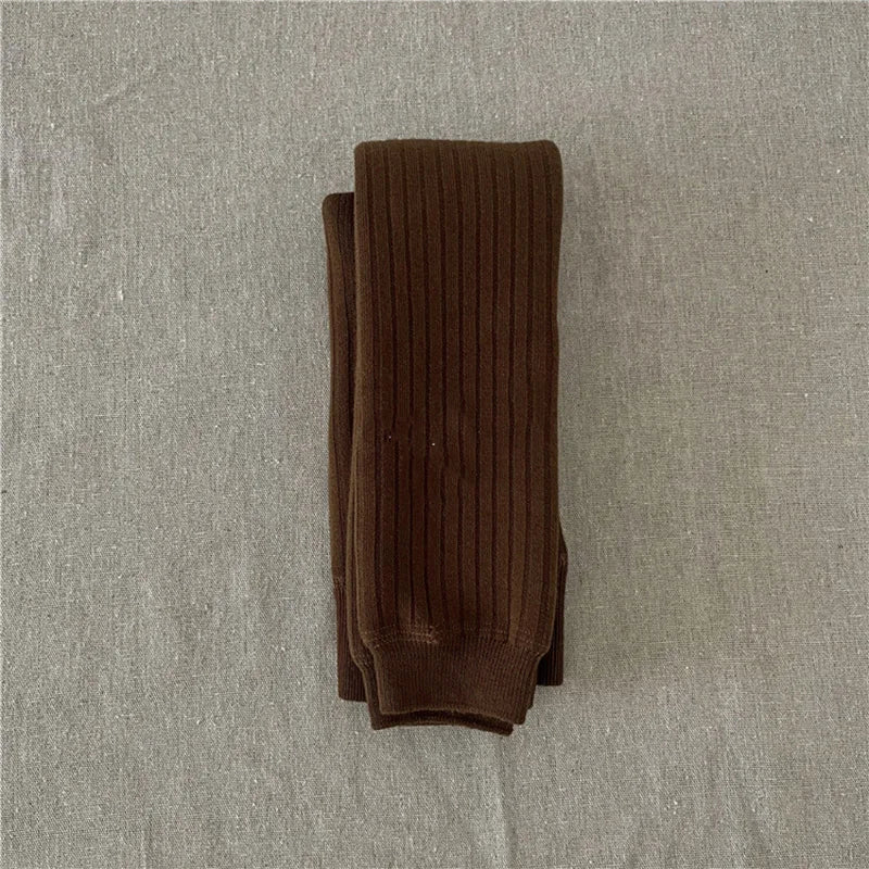 ベビー用靴下・タイツ Brown / S 1-2Y キッズレギンスパンツ リブニットタイツ レギパン 裏フリース 6カラー【mh0003428】キッズレギンスパンツ リブニットタイツ レギパン 裏フリース 6カラー