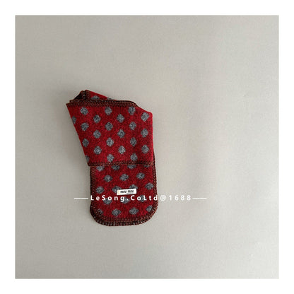 ネックウォーマー Burgundy / One Size キッズ マフラー ドット柄 ボア フリース 厚手 防寒 スヌード【mh0011599】