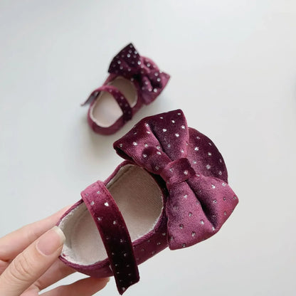 ベビー用靴 Burgundy / S Inner 11cm / 取り寄せ（7〜35日） ベビーシューズ パフリボンベルベットフラットバレエシューズ ファーストシューズ 靴【mh0007251】