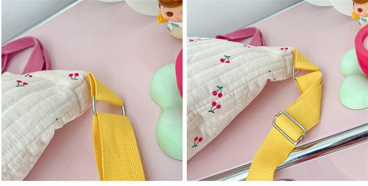 マザーズバッグ Cherry キルティング フラワー 刺繍 さくらんぼ トートバッグ メッセンジャー ママバッグ【mh0002117】