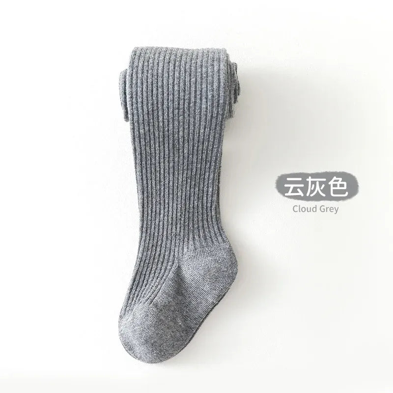 ベビー用靴下・タイツ Cloud Grey / S 0-1Y ベビーキッズタイツ リブ編みシンプルロングソックス【mh0007605】