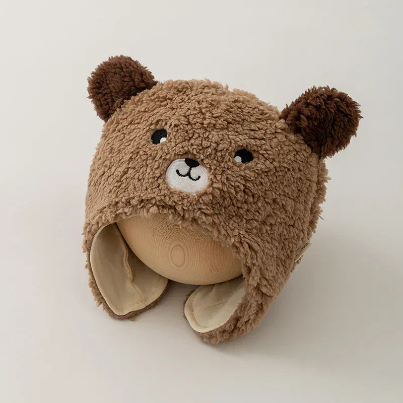 ベビー用帽子 Coffee / 36-46cm ベビー帽子 アニマルフェイスボアフリースフライングキャップ【mh0007807】