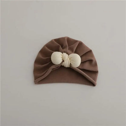 ベビー用帽子 coffee / 44-49cm ベビー帽子 リボンターバンハット レース インディアンハット