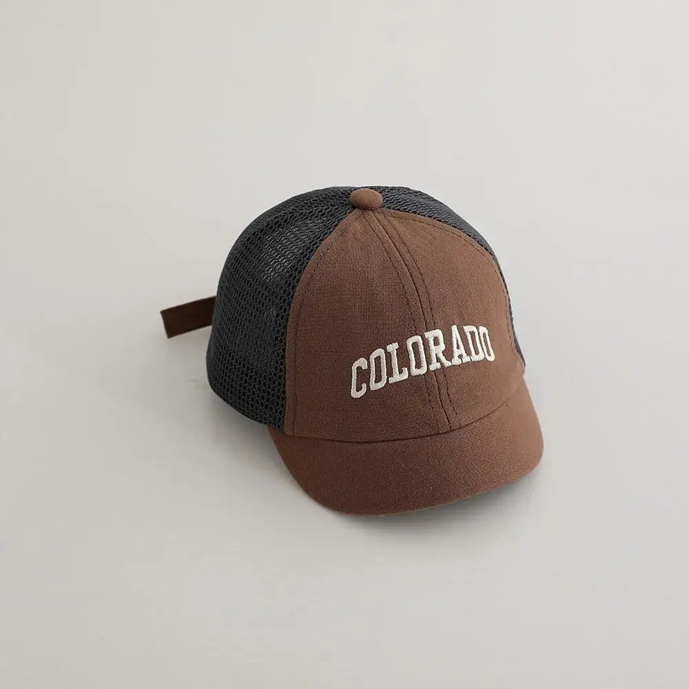 ベビー用帽子 Coffee / 46-50cm ベビー帽子 メッシュキャップ 野球帽 レターロゴ刺繍 サマーハット【mh0005594】