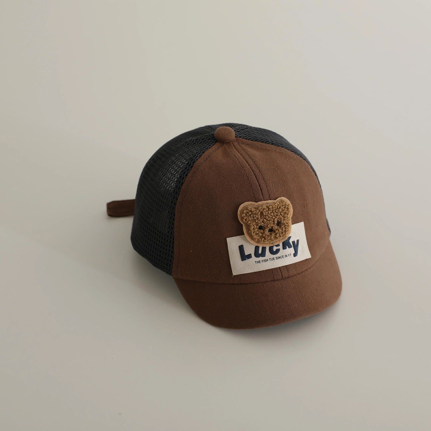 ベビー用帽子 Coffee / 46-50cm ベビー帽子 メッシュキャップ 野球帽 ベアくまワッペン サマーハット【mh0005596】