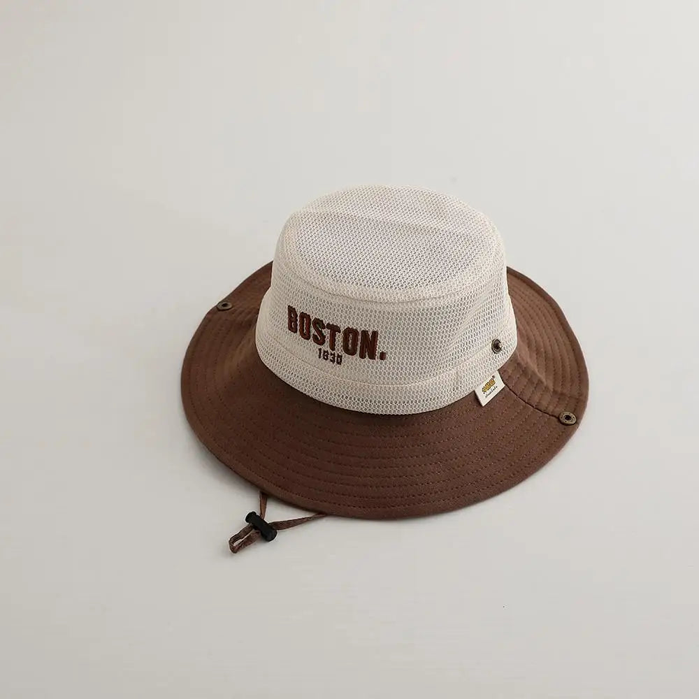 ベビー用帽子 coffee / 48-52cm / 取り寄せ（7〜30日） キッズ帽子 メッシュ サファリハット ハット レターロゴ刺繍 サマーハット