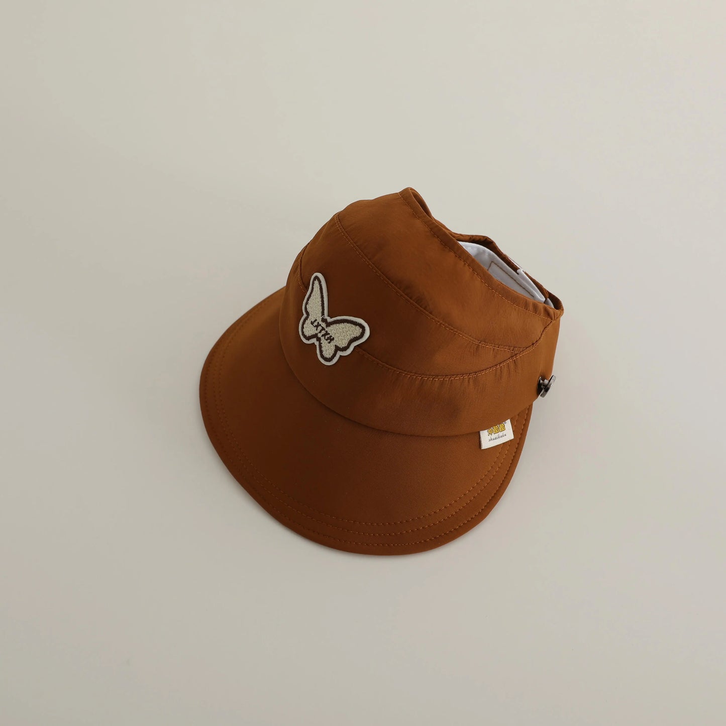 ベビー用帽子 coffee / 48-52cm / 取り寄せ（7〜30日） キッズ帽子 サンバイザー 日除け バタフライ蝶ワッペン サマーハット