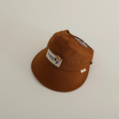 ベビー用帽子 Coffee / 48-52cm キッズ帽子 サンバイザー 日除け ベアくまタグ サマーハット【mh0005584】