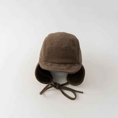 ベビー用帽子 Coffee / 48-52cm キッズ帽子 ボアフリース/コーデュロイ耳付きフライングハットキャップ【mh0007947】