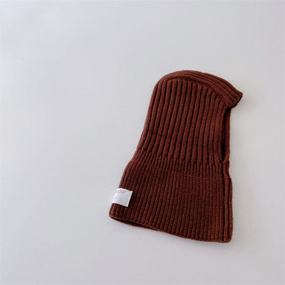 ベビー用帽子 coffee / One Size ベビー キッズ ニット フーディ スカーフ ボーダー 帽子 ネックウォーマー【mh0002796】