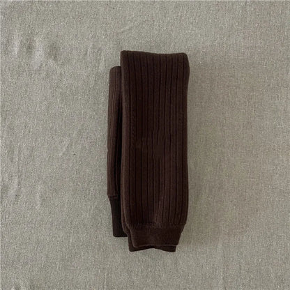 ベビー用靴下・タイツ Coffee / S 1-2Y キッズレギンスパンツ リブニットタイツ レギパン 裏フリース 6カラー【mh0003428】キッズレギンスパンツ リブニットタイツ レギパン 裏フリース 6カラー