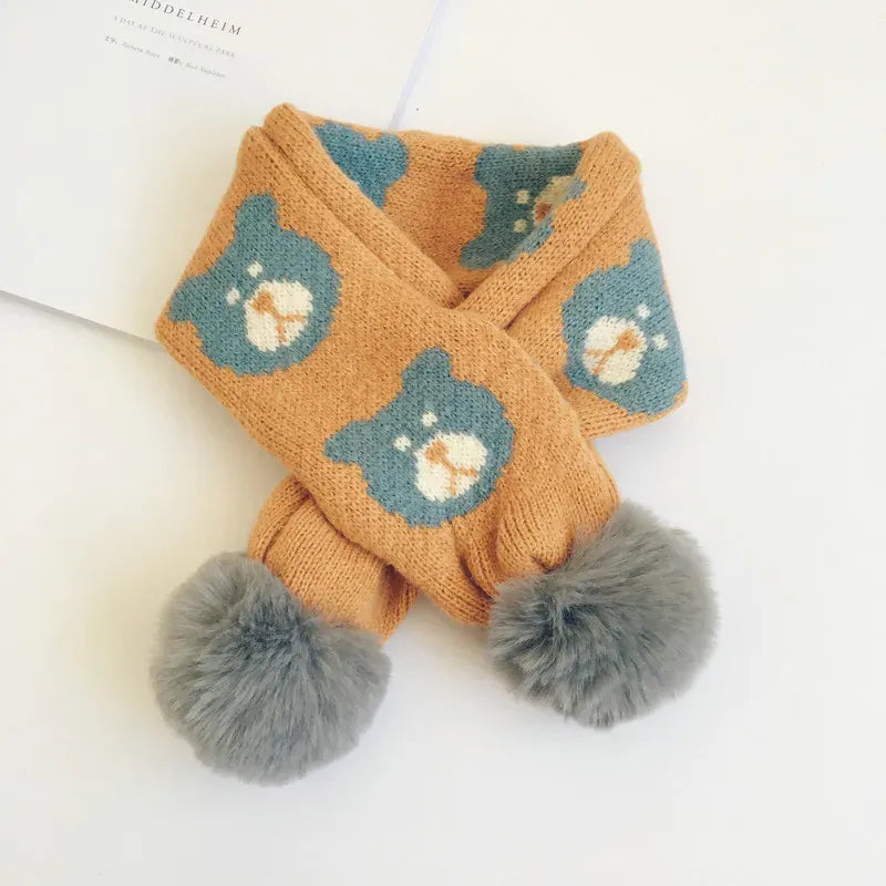 ネックウォーマー color 5 / 9x68cm ベビー キッズ くま ベア ぽんぽん マフラー【mh0000293】