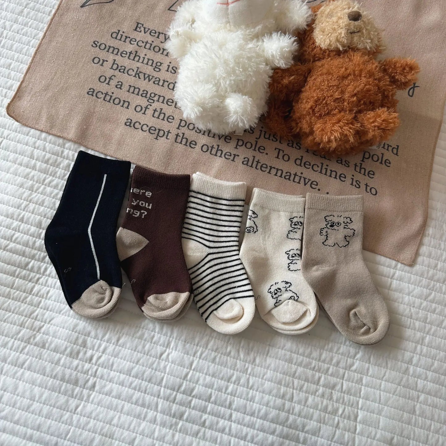 ベビー用靴下・タイツ color D (5 pairs) / S (1-3y) ベビーキッズソックス 靴下5足セット ベアくま うさぎバニー フラワー花柄