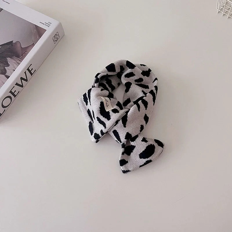 ネックウォーマー cow / One Size キッズマフラー ネックウォーマー ニットスカーフ 幾何学 レオパード 無地【mh0004137】