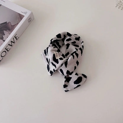 ネックウォーマー cow / One Size キッズマフラー ネックウォーマー ニットスカーフ 幾何学 レオパード 無地【mh0004137】