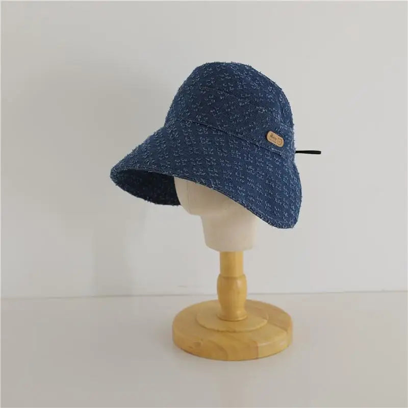 ベビー用帽子 dark blue / 50-54cm / 取り寄せ（3〜14日） キッズ帽子 デニム つば広サンハット ボンネット レトロ帽子