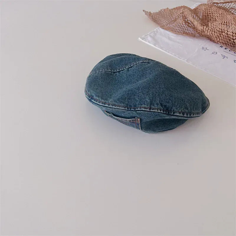 ベビー用帽子 Dark Blue / 52cm キッズ帽子 デニム ベレー帽 ハット 3カラー【mh0005397】