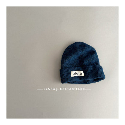 ベビー用帽子 Dark Blue / One Size キッズ帽子 ロゴタグ ニットキャップ シンプル ビーニー【mh0011815】