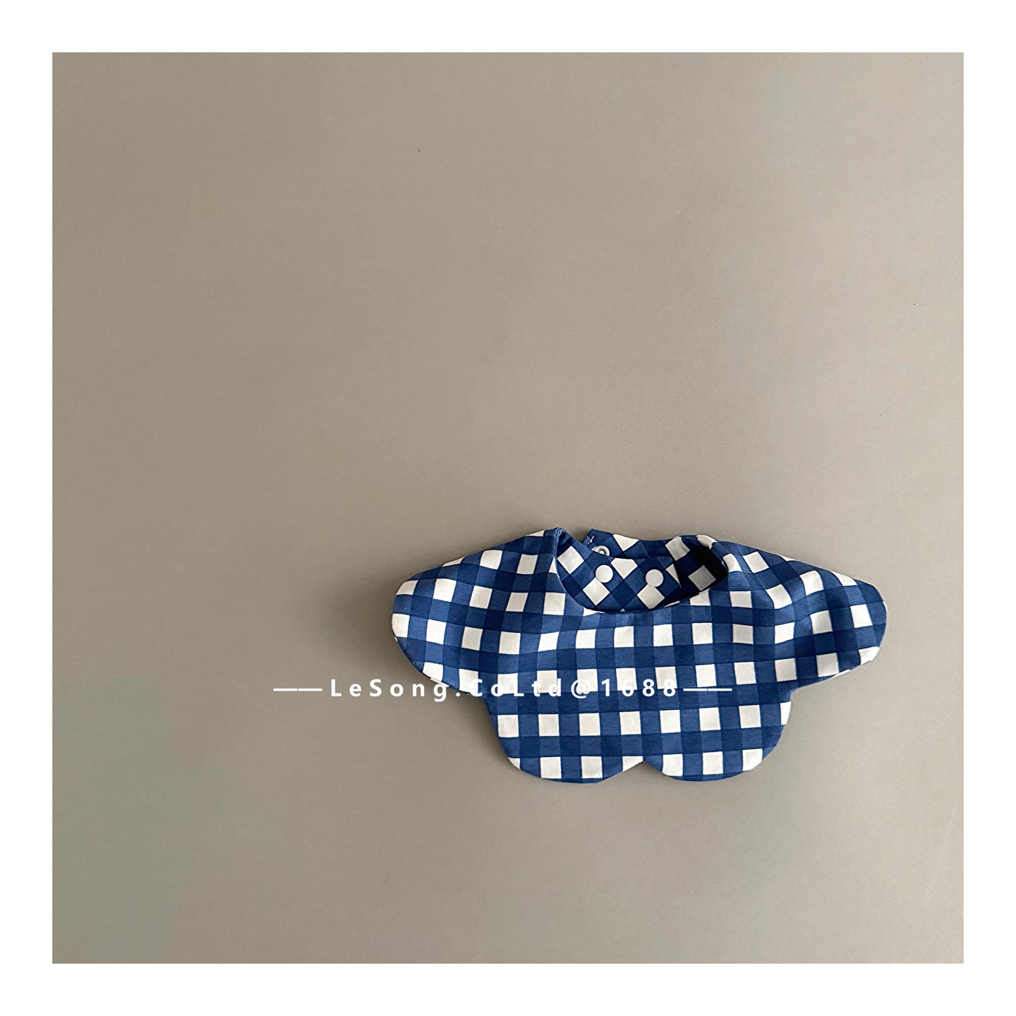 よだれかけ Dark blue plaid bib ベビースタイ ビフ フラワー サークル よだれかけ【mh0011818】