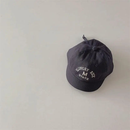 ベビー用帽子 Dark Gray / 45-50cm ベビーキッズ帽子 キャップ ショートブリム 野球帽 ハット レターロゴ刺繍 サンハット【mh0005237】