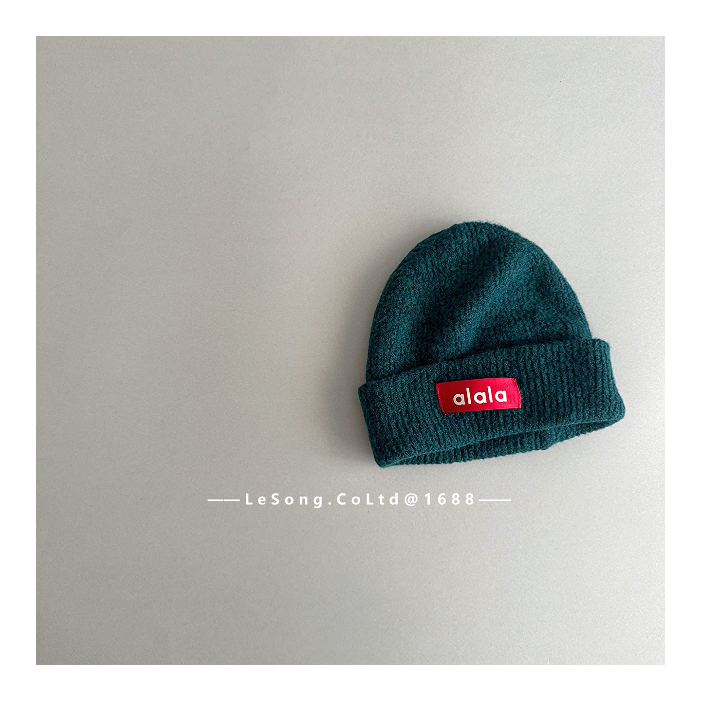 ベビー用帽子 Dark Green / One Size キッズ帽子 ロゴタグ ニットキャップ シンプル ビーニー【mh0011815】