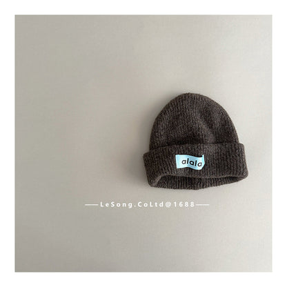 ベビー用帽子 Dark Grey / One Size キッズ帽子 ロゴタグ ニットキャップ シンプル ビーニー【mh0011815】
