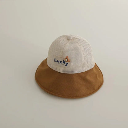 ベビー用帽子 dark khaki / 48-52cm / 取り寄せ（7〜30日） キッズ帽子 メッシュ バケットハット ベアくまタグ サマーハット