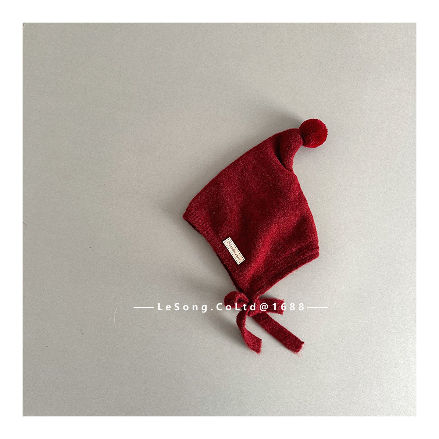 ベビー用帽子 Dark Red / One Size ベビー帽子 ぽんぽん付き 小人キャップ ピクシーハット【mh0011812】