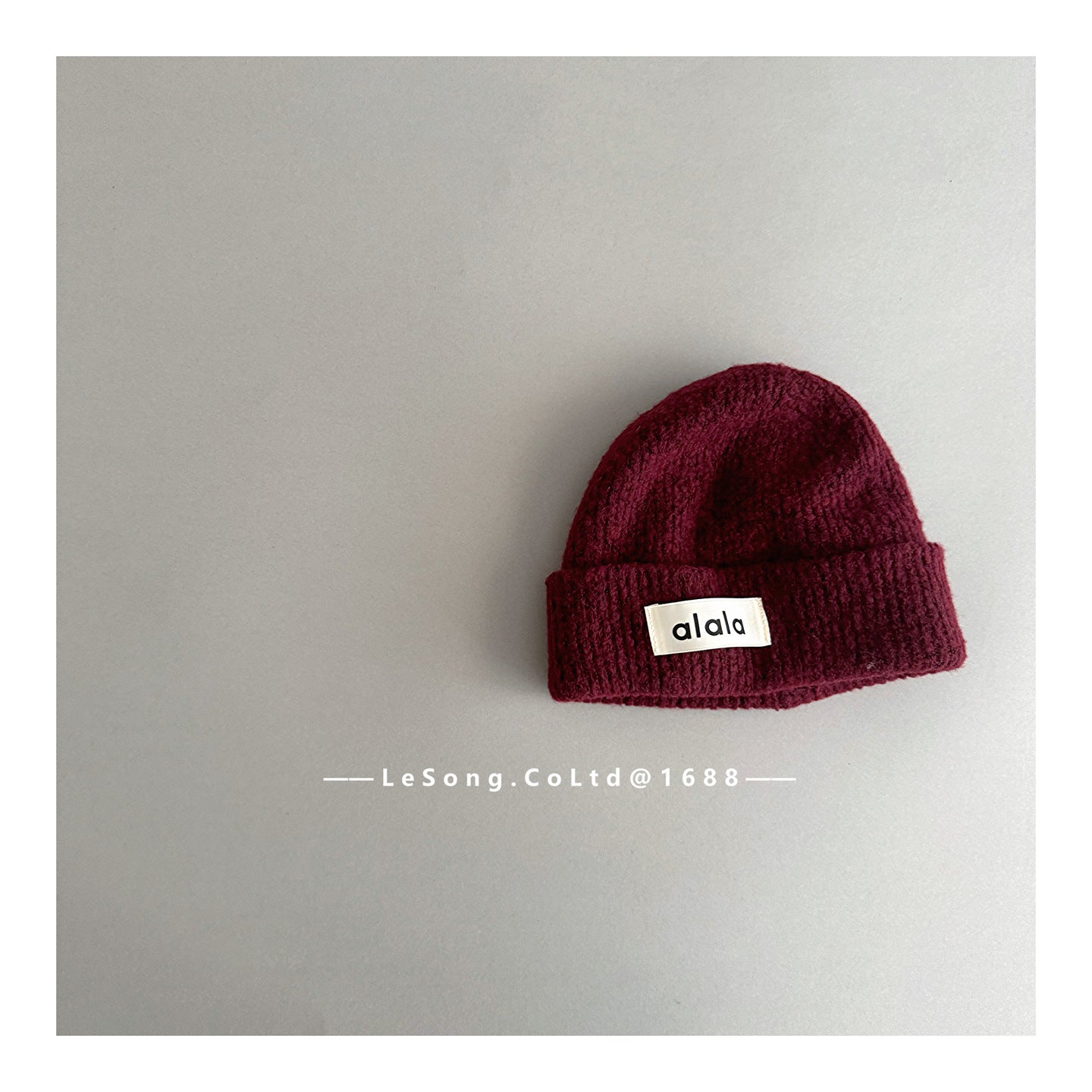 ベビー用帽子 Dark Red / One Size キッズ帽子 ロゴタグ ニットキャップ シンプル ビーニー【mh0011815】