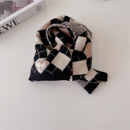 ネックウォーマー diamond-black / One Size キッズマフラー ネックウォーマー ニットスカーフ チェック柄さくらんぼチェリー柄【mh0004135】