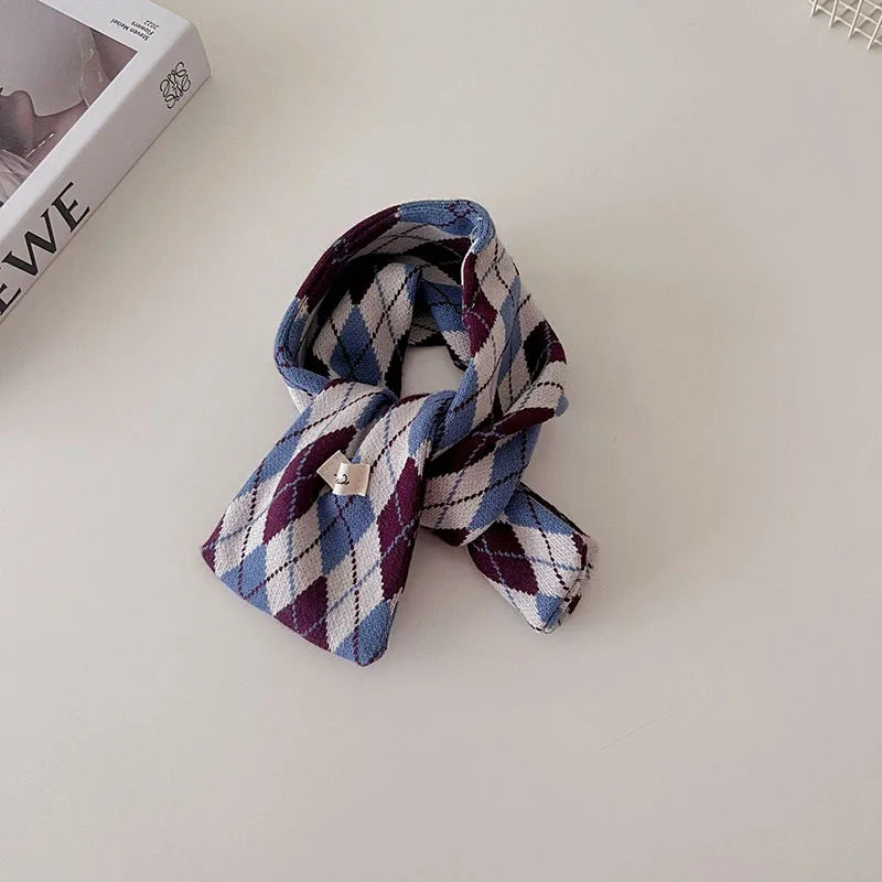 ネックウォーマー diamond / One Size キッズマフラー ネックウォーマー ニットスカーフ 幾何学 レオパード 無地【mh0004137】