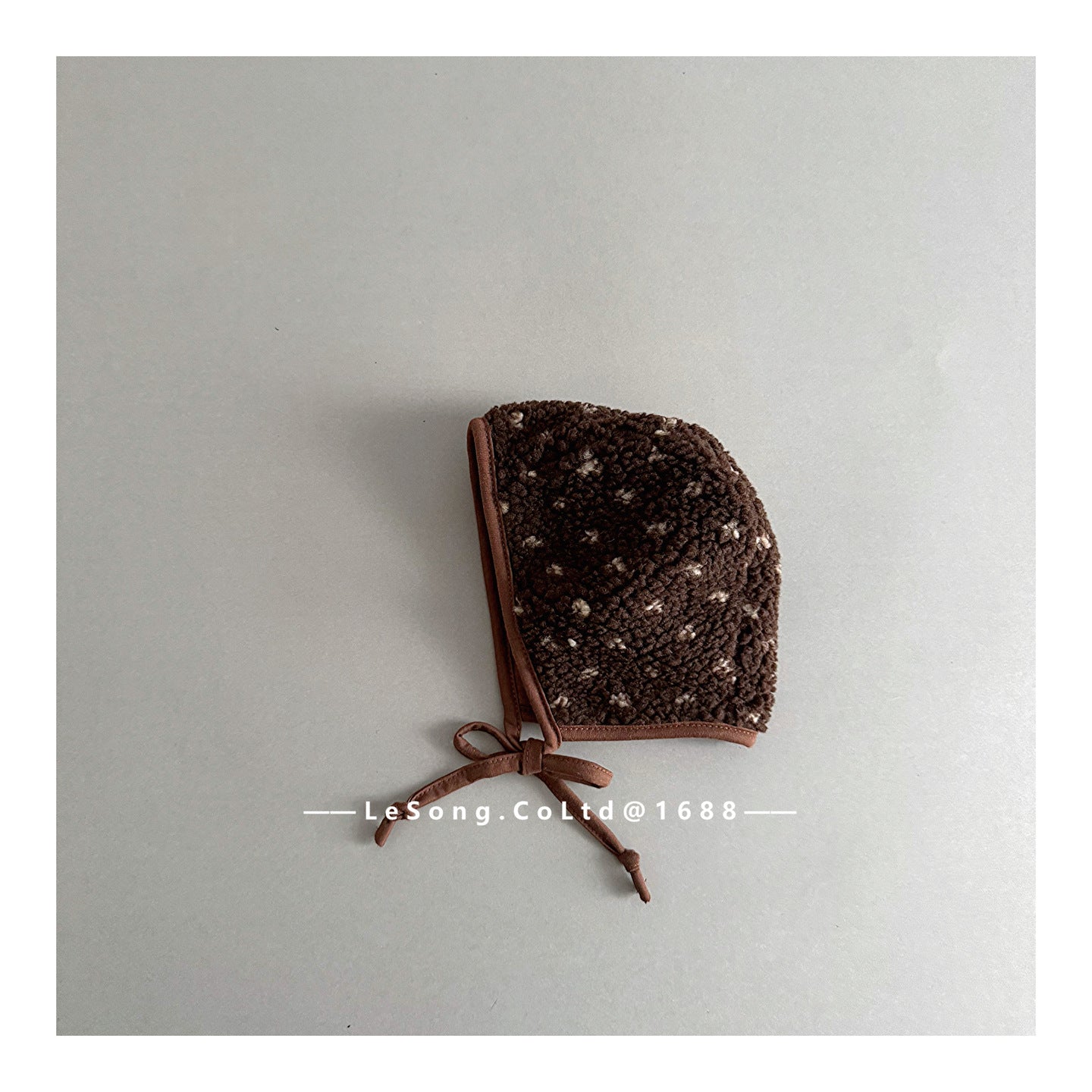 ベビー用帽子 Dot brown / One Size ベビー帽子 ボアフリース ボンネット 耳当て付き帽子【mh0011814】