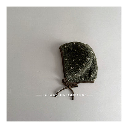 ベビー用帽子 Dot Dark Green / One Size ベビー帽子 ボアフリース ボンネット 耳当て付き帽子【mh0011814】