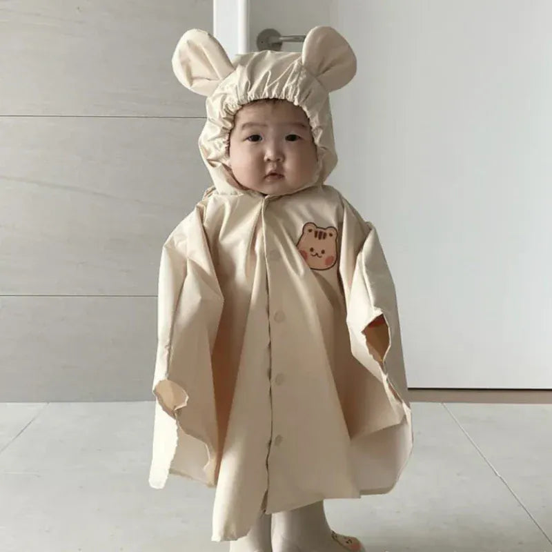 レインコート for squirrel キッズレインコート 雨具 耳付きフーディアニマルワンポイントレインポンチョ 防水コート 3カラー【mh0007077】