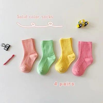 ベビー用靴下・タイツ Girls Z329 A / 3-5Y M 【国内発送・送料無料】キッズソックス 靴下4足セット パステルカラー ショートソックス Mサイズ