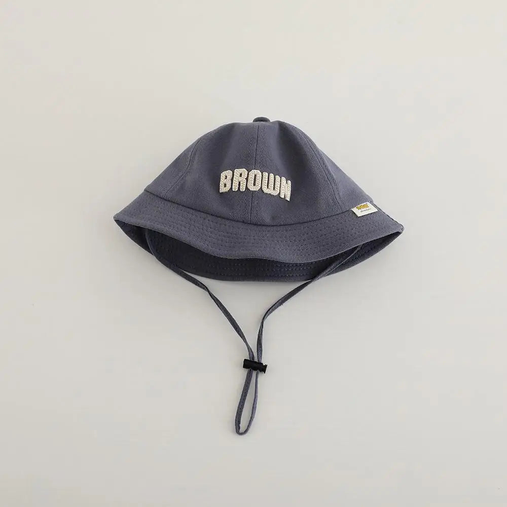 ベビー用帽子 gray / 48-50cm キッズ帽子 バケットハット サファリハット レターロゴ刺繍【mh0005079】