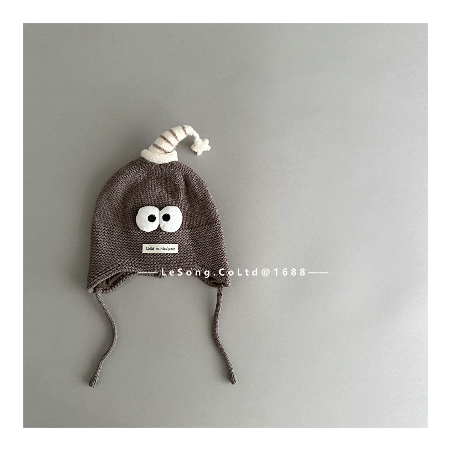 ベビー用帽子 Gray / One Size ベビー帽子 アイボール 目玉ワッペン ニットキャップ【mh0011826】