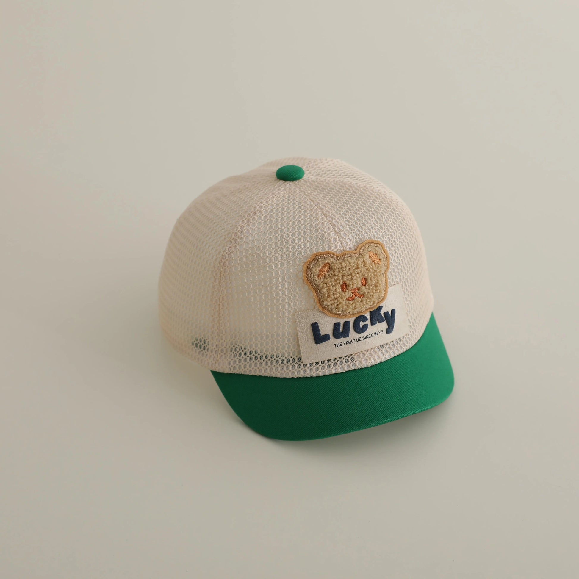 ベビー用帽子 green / 46-50cm / 取り寄せ（7〜30日） ベビー帽子 メッシュキャップ 野球帽 ベアくまワッペン サマーハット